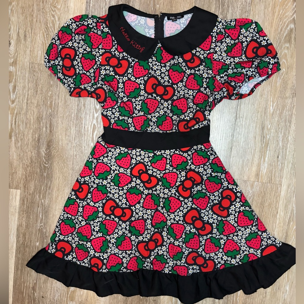 Hello Kitty Strawberry Print Dress - Red, Black, and Green (Women/Junior Size)